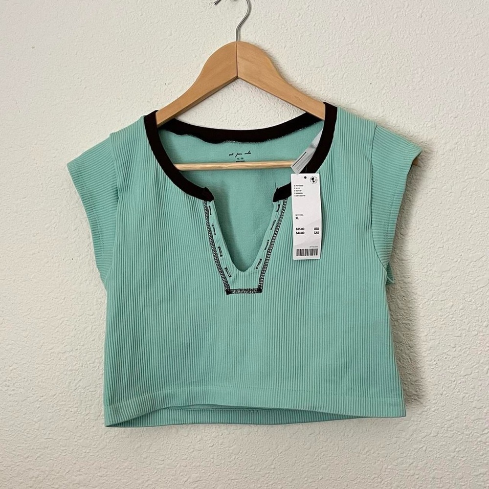 Urban Outfitters Teal Ribbed Crop Top